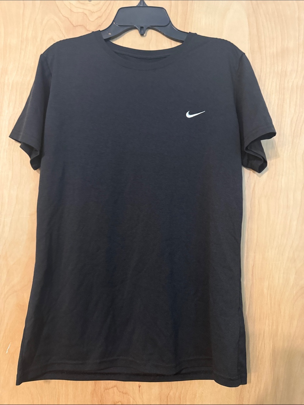 Nike Black Short Sleeve FitDry Shirt with White Swoosh
